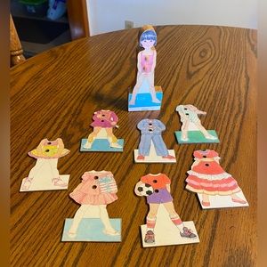 5 1/2” tall Wood Block Elena girl dress up doll figure